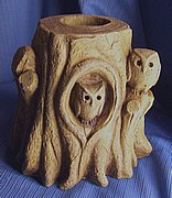 P12 Log pot with Owls  5.5  in..JPG